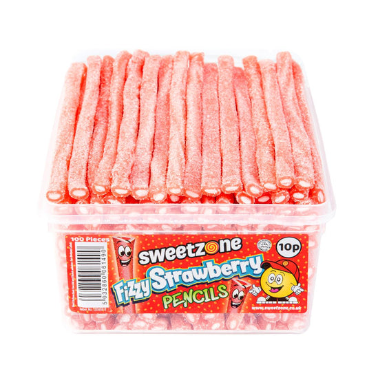 Fizzy Strawberry Pencils Tub 100 x Pieces