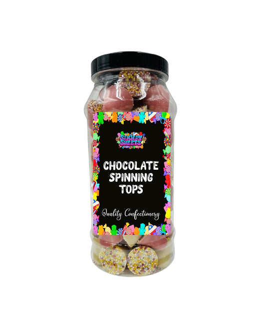 Chocolate Spinning Tops Shapes Retro Sweets Gift Jar - 670g