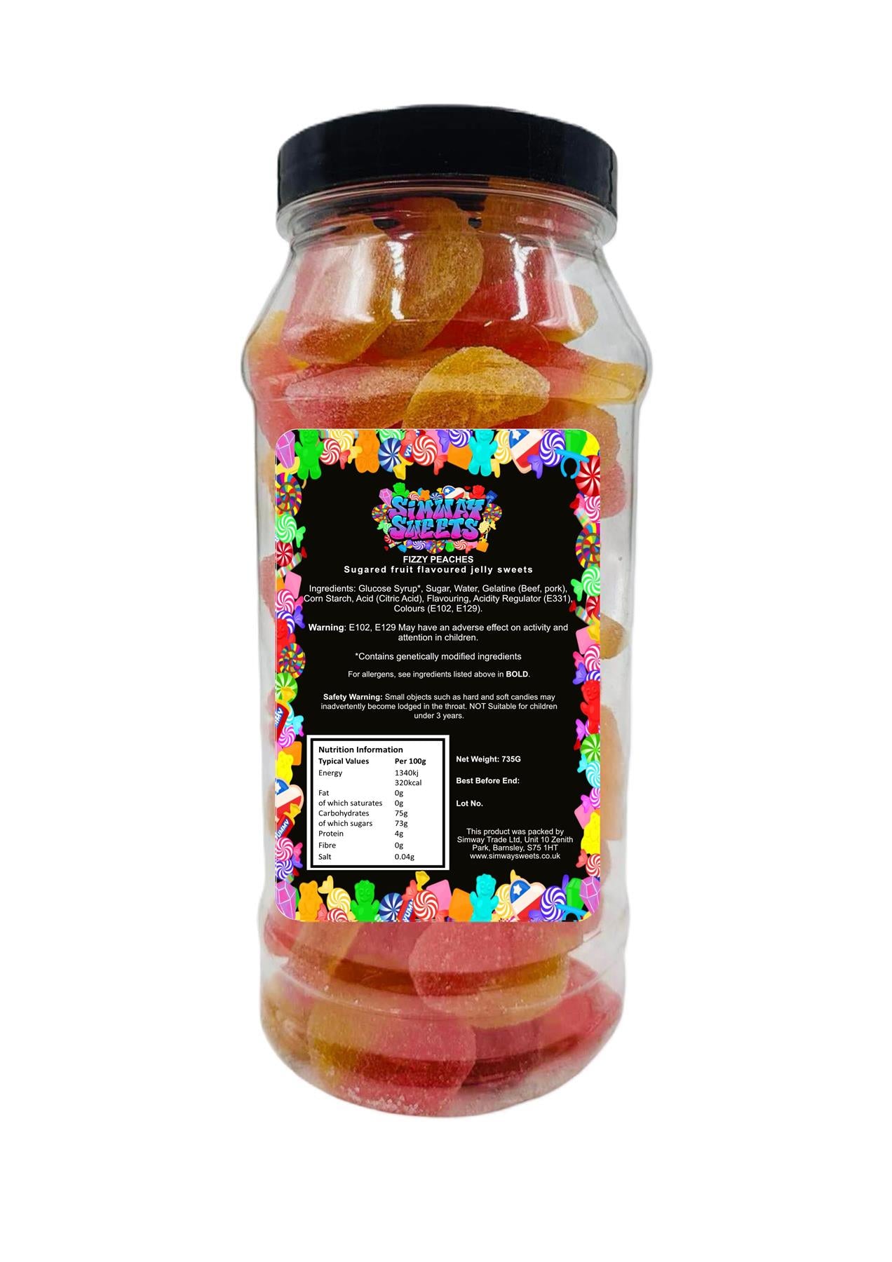 Fizzy Peaches Retro Sweets Gift Jar - 735g – Simway Sweets