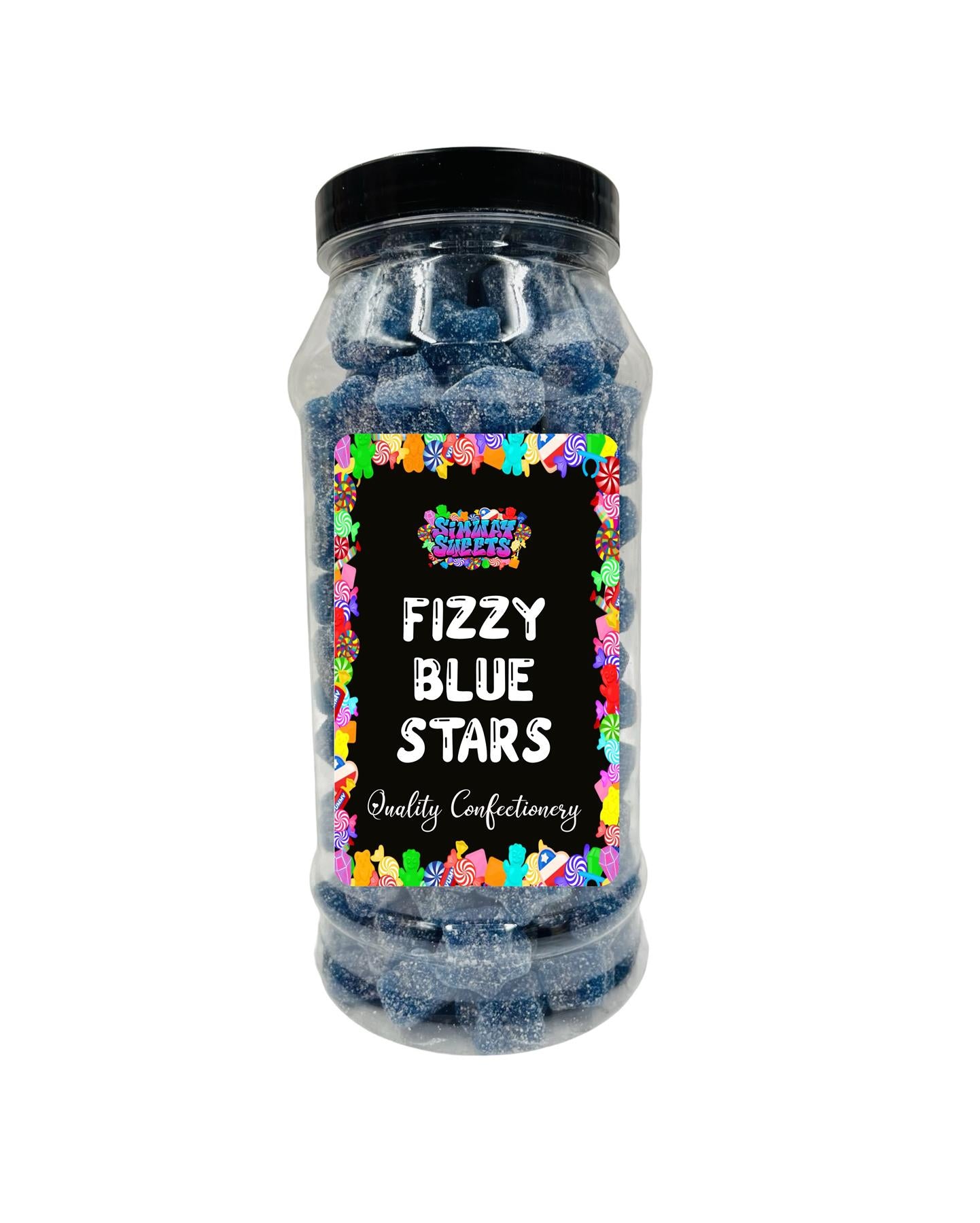 Fizzy Blue Stars Fizzies Retro Sweets Gift Jar Blue Sweets - 690g