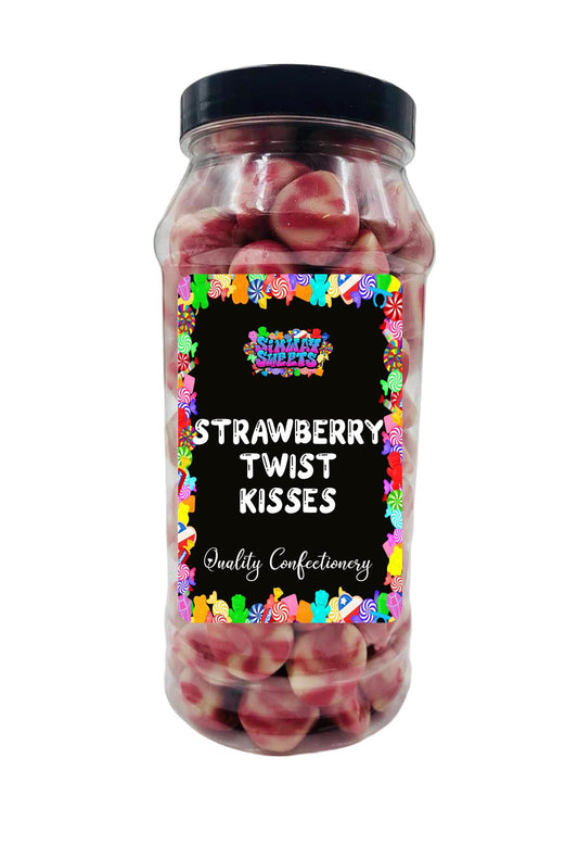 Strawberry Twist Kisses Jelly Gummy Retro Sweets Gift Jar - 850g