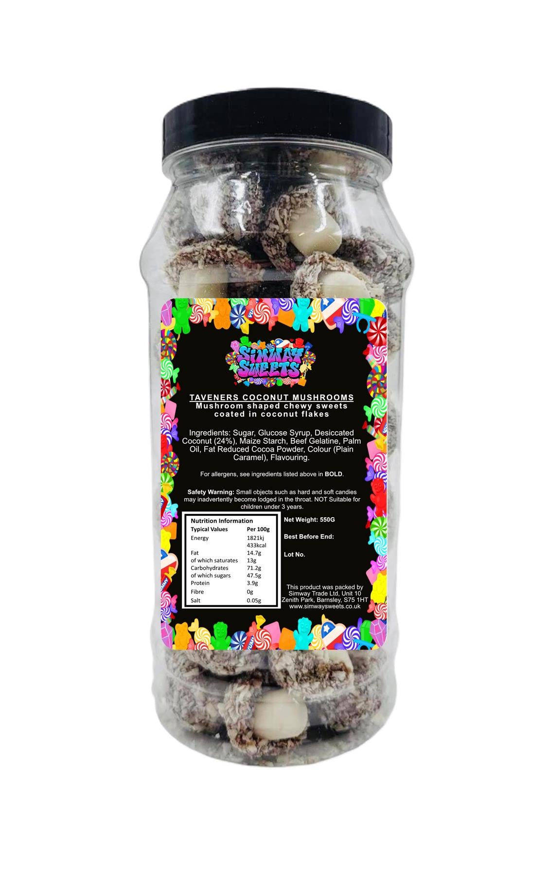 Coconut Mushrooms Retro Sweets Gift Jar - 550g