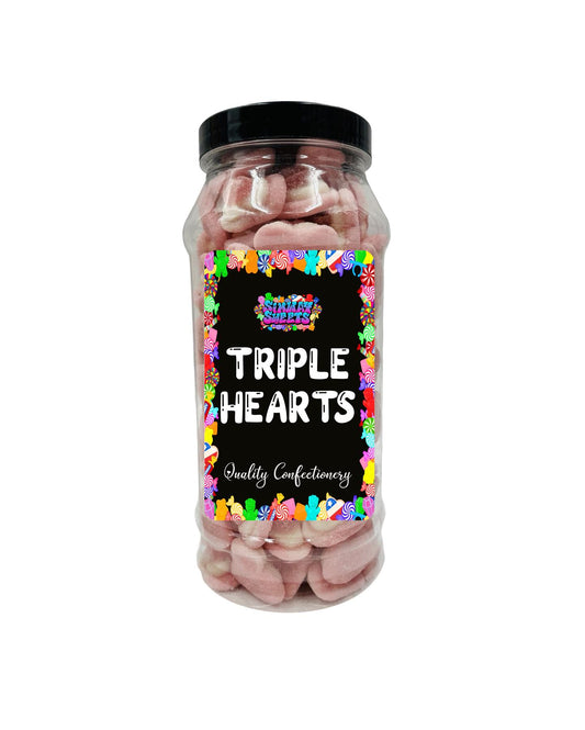 Strawberry & Cream Triple Hearts Retro Sweets Gift Jar - 570g