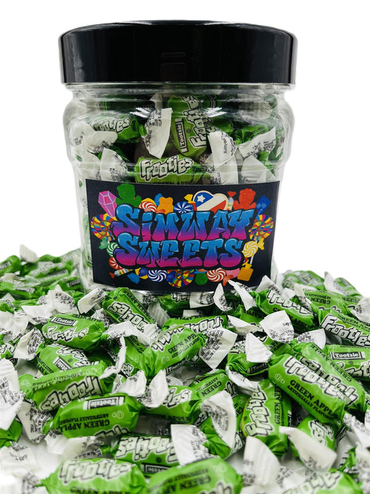 Simway Sweets Jar 680g - Tootsie Frooties Green Apple Flavour - Individually Wrapped American Sweets - Approximately 180 Pieces