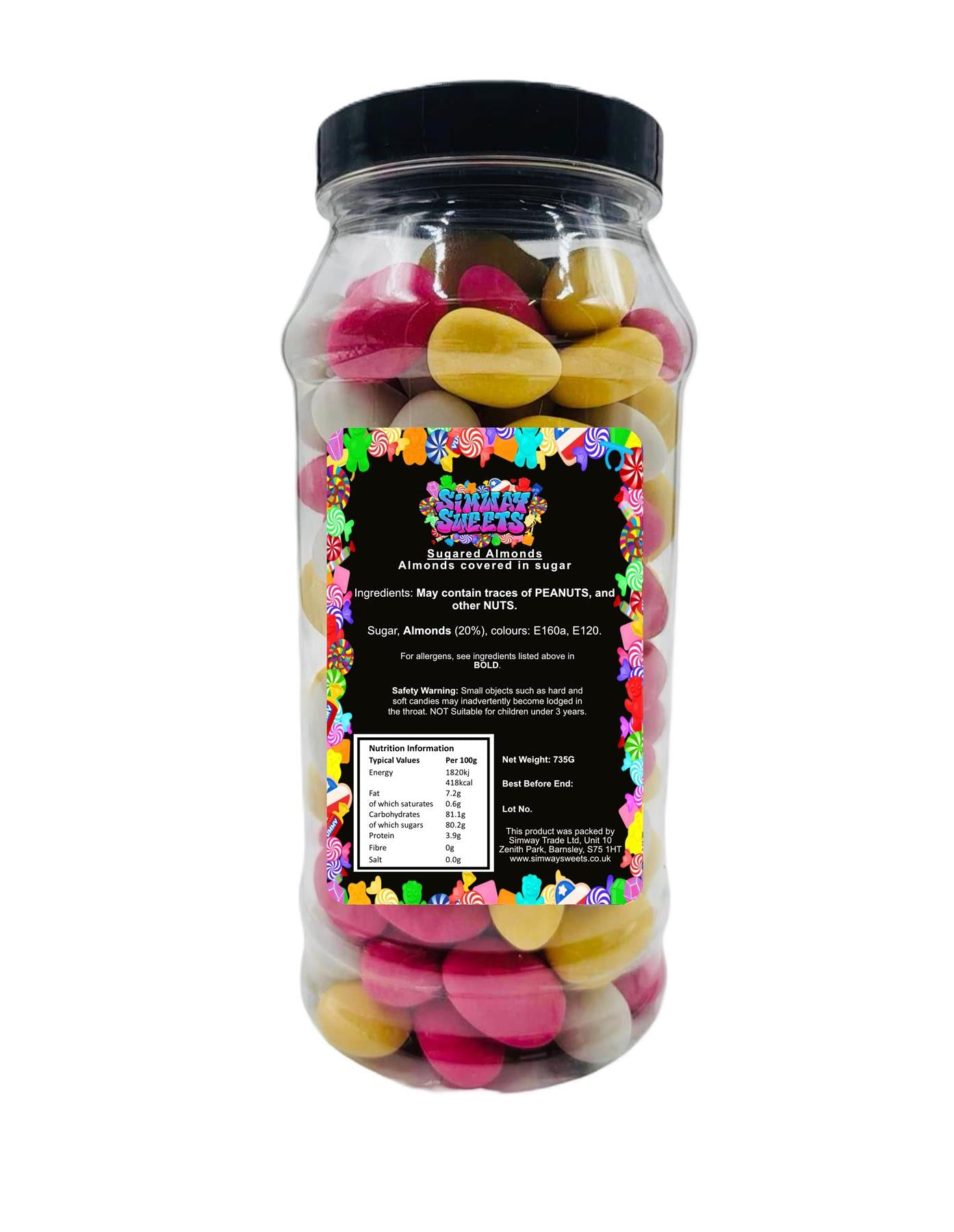 Sugared Almond Sweets Retro Sweets Gift Jar - 735g