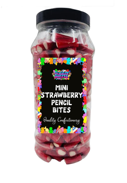 Strawberry Pencil Bites Sweets Gummy Jelly Retro Sweets Gift Jar - 680g