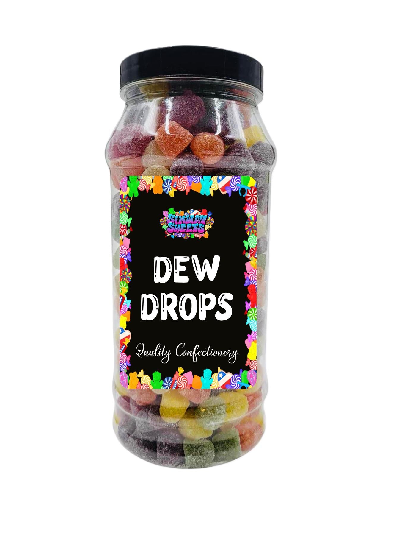 Dew Drops Fruit Flavour Gummy Retro Sweets Gift Jar - 740g