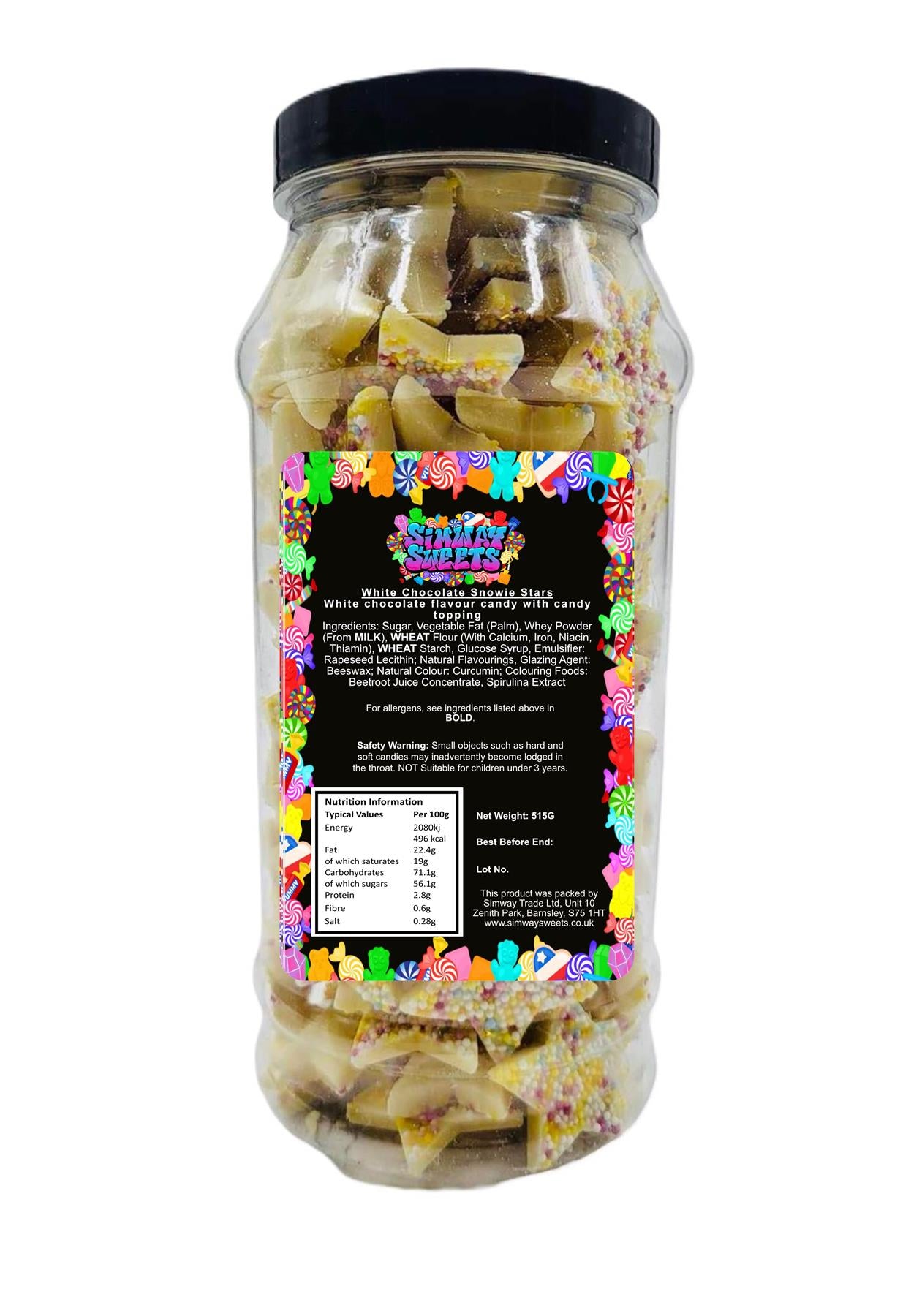 White Chocolate Jazzies Stars Retro Sweets Gift Jar - 515g