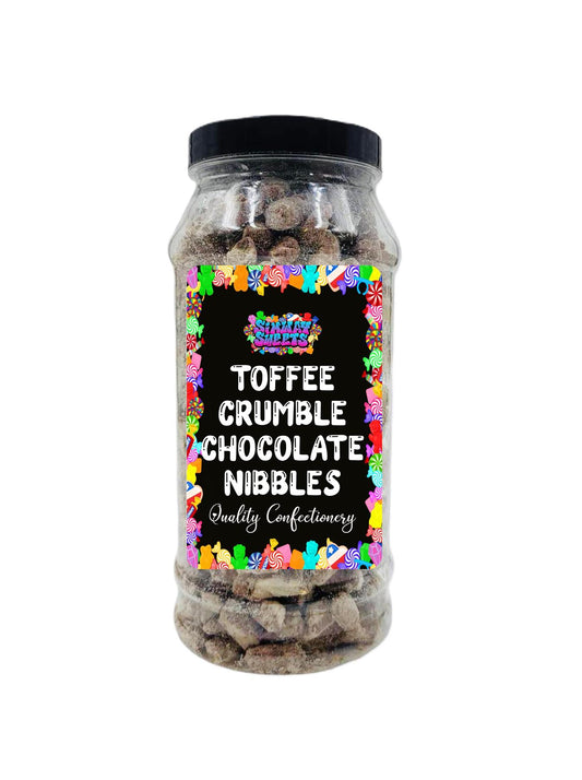 Toffee Crumble Flavour Choc Nibbles Retro Sweets Gift Jar - 610g