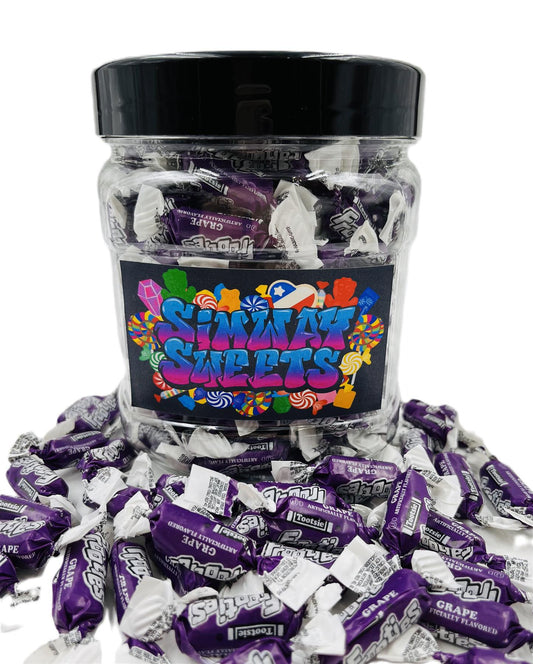 Simway Sweets Jar 680g - Tootsie Frooties Grape Flavour - Individually Wrapped American Sweets - Approximately 180 Pieces