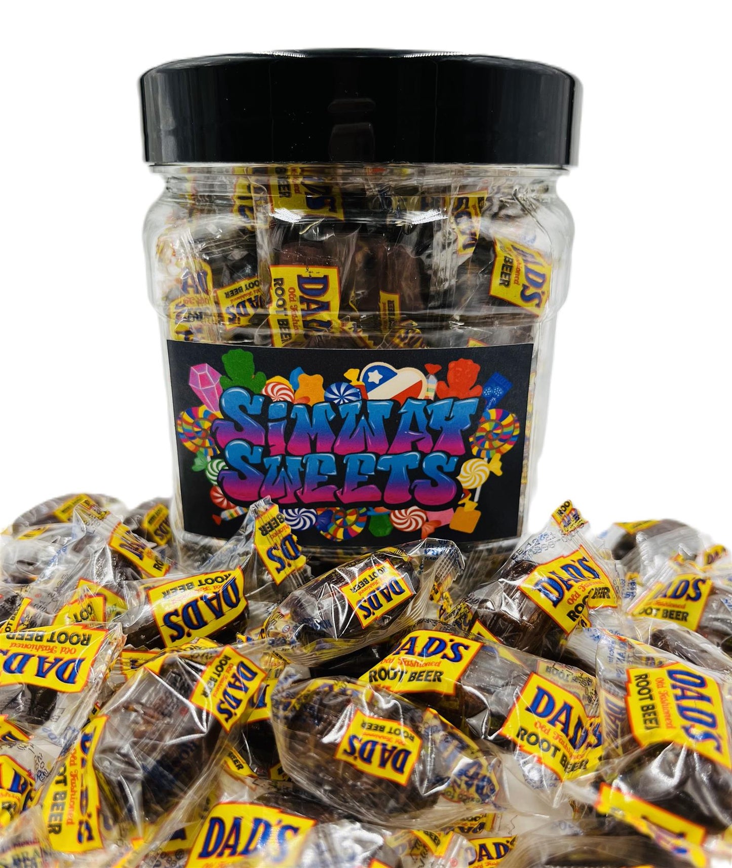 Simway Sweets Jar 690g - Dad's Root Beer - Individually Wrapped American Sweets - Approximately 66 Pieces