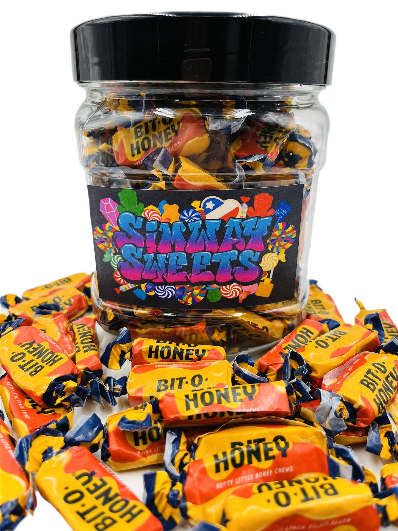 Simway Sweets Jar 665g - Bit O Honey - Individually Wrapped American Sweets - Approximately 80 Pieces