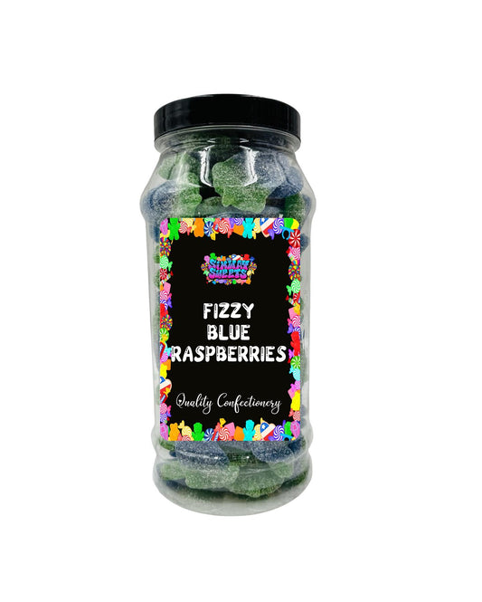 Fizzy Blue Raspberries Fizzies Retro Sweets Gift Jar Blue Sweets - 665g