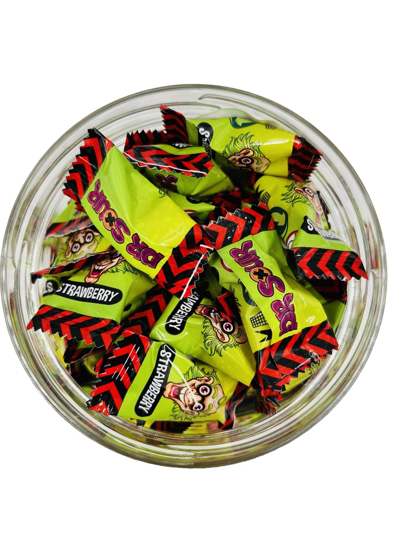 Simway Sweets Jar 385g - Dr Sour Strawberry Blasts - Individually Wrapped Sweets - Approximately 80 Pieces