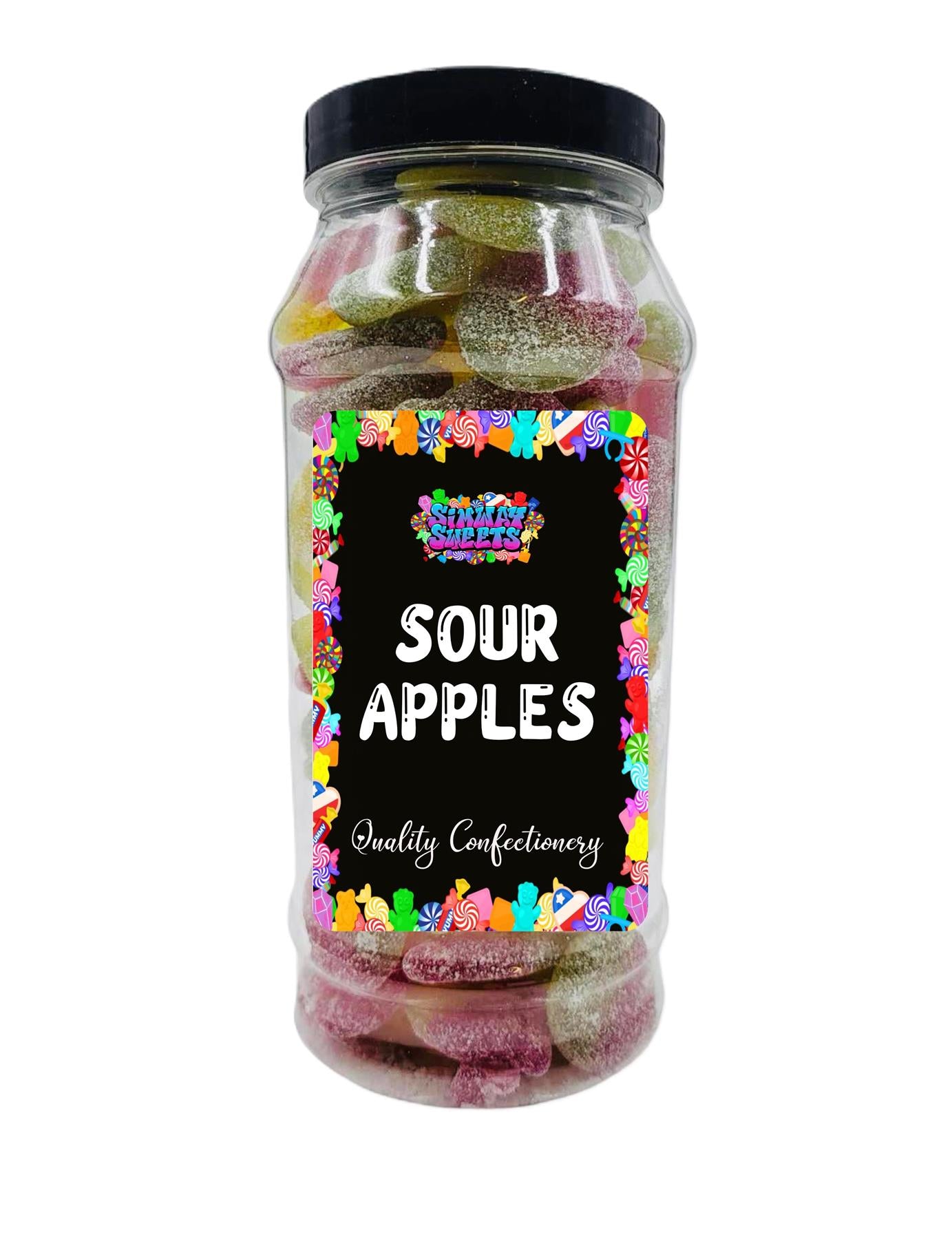 Fizzy Sour Apples Sweets Gummy Jelly Retro Sweets Gift Jar - 700g