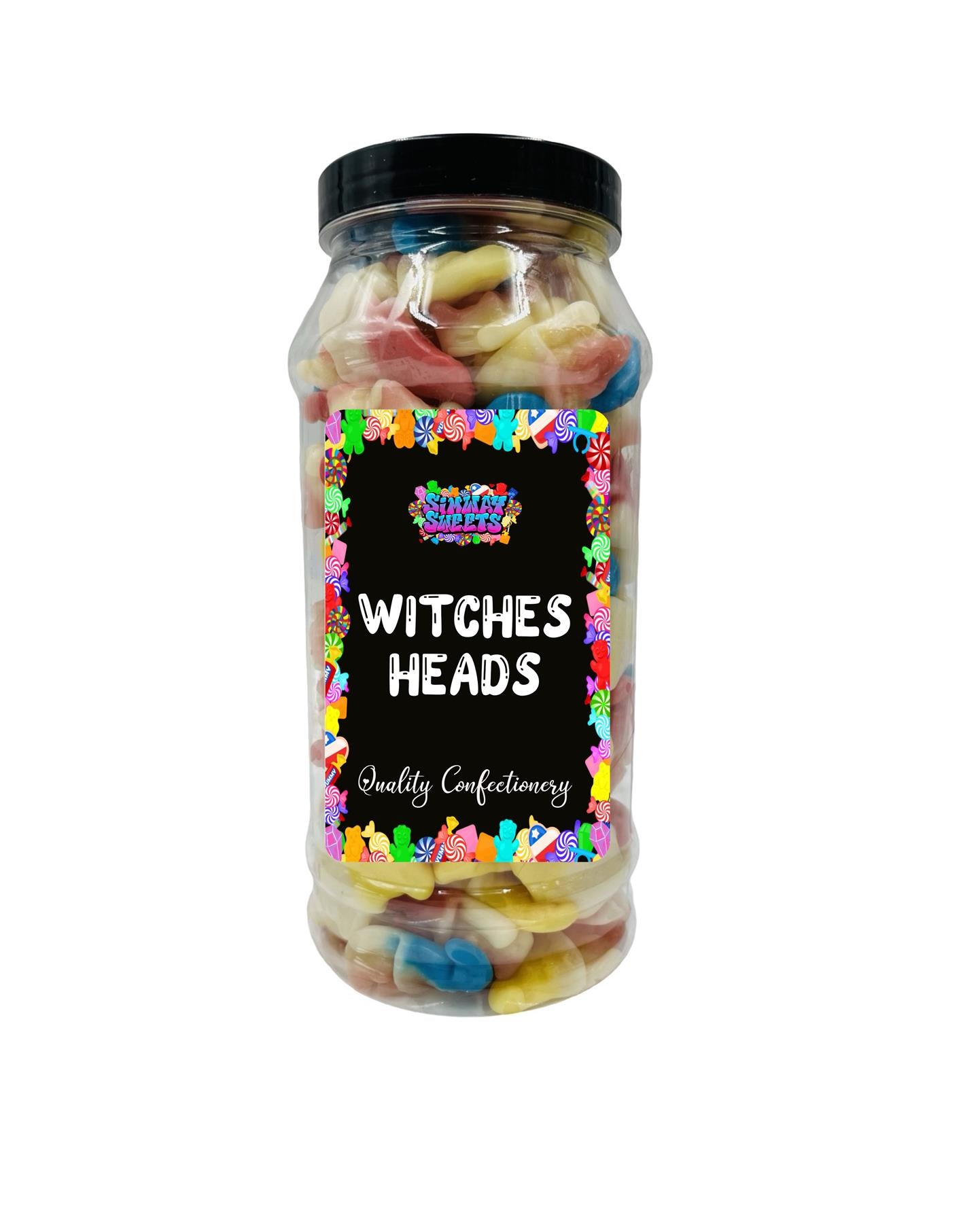 Jelly Witches Heads Sweets Gummy Retro Sweets Gift Jar - 685g