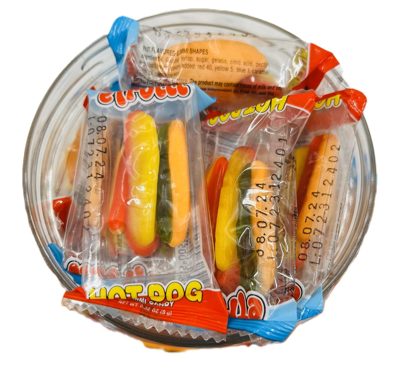 Simway Sweets Jar 400g - Gummi Hotdogs - Individually Wrapped American Sweets - Approximately 30 Pieces