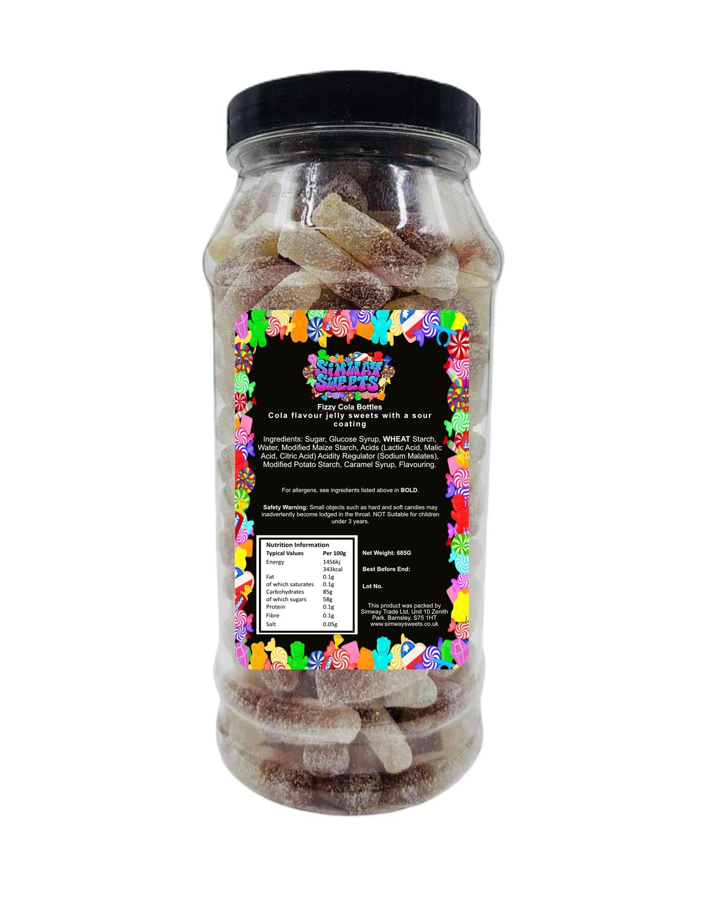 Fizzy Cola Bottles Retro Sweets Gift Jar - 685g