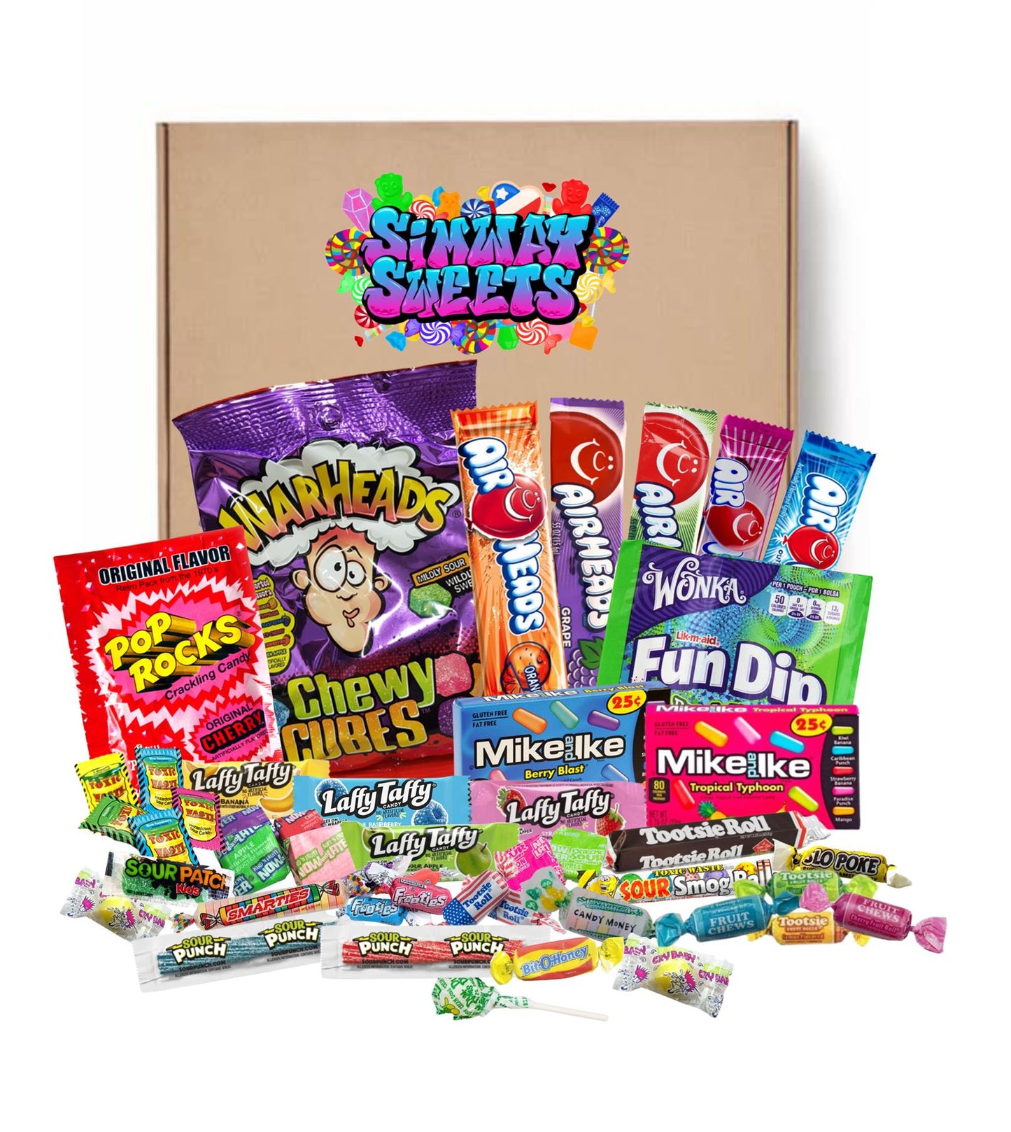 50 American Sweets Large Box Candy Gift Hamper Warhead Cubes