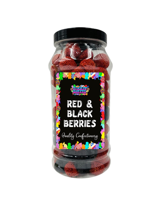 Black & Raspberry Berries Gummy Retro Sweets Gift Jar - 685g