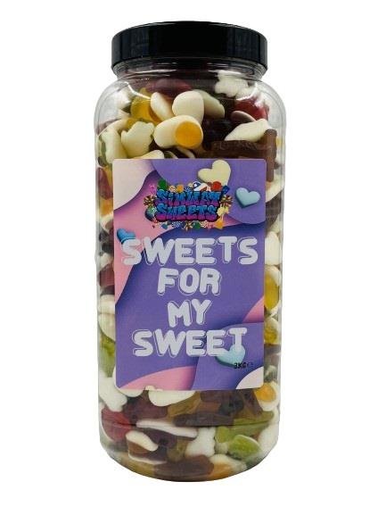 Simway Sweets Cute Couple Girlfriend Boyfriend 'For My Sweet' Gift Huge Mega 3KG Sweet Jar - Pick Your Mix!