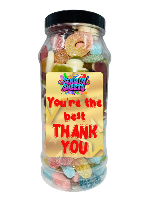Simway Sweets 'You're The Best Thank You' Mix Sweet Gift Candy Jar - Choose Your Mix!