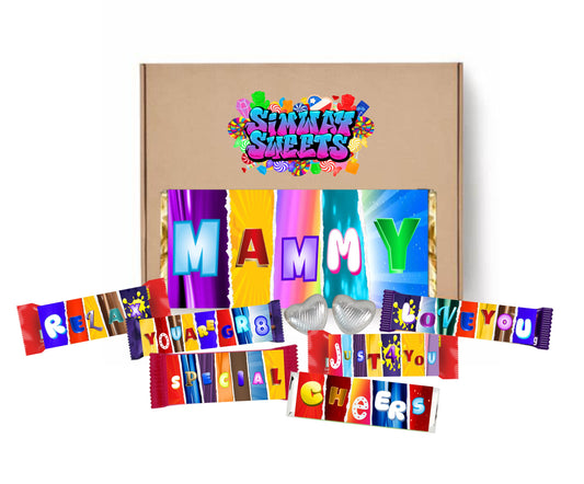 Mothers Day Gift Box With Fun Chocolate Bar Wrappers - Mammy