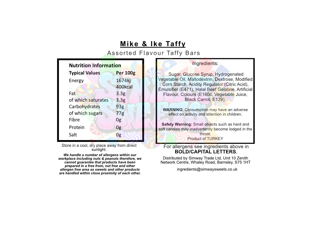 Mike & Ike Mini Taffy Bars 108g Bag