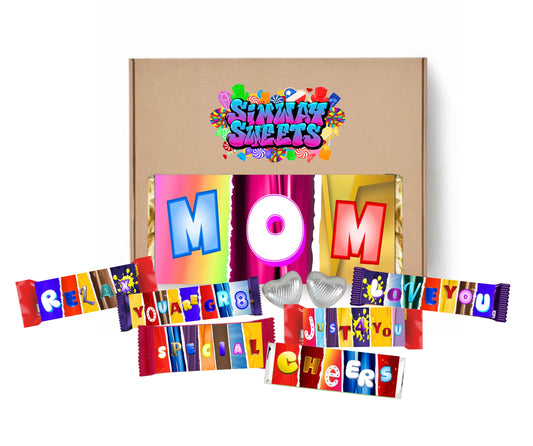 Mothers Day Gift Box With Fun Chocolate Bar Wrappers - Mom