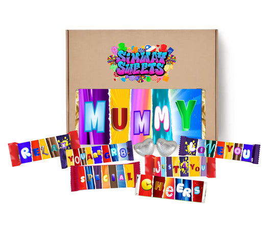 Mothers Day Gift Box With Fun Chocolate Bar Wrappers - Mummy