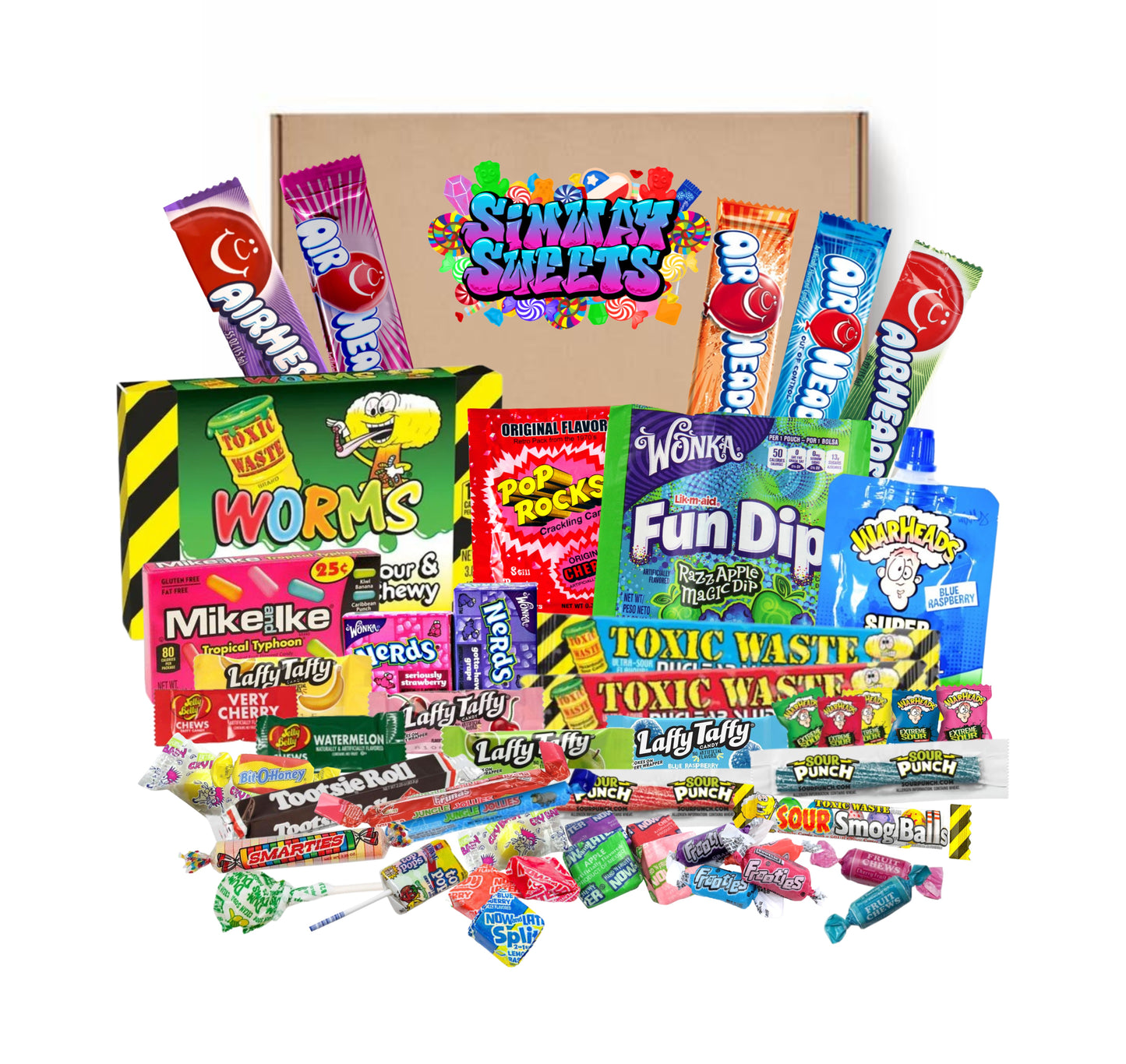 50 piece American Sweet Gift Box With Toxic Waste Worms Theatre Box