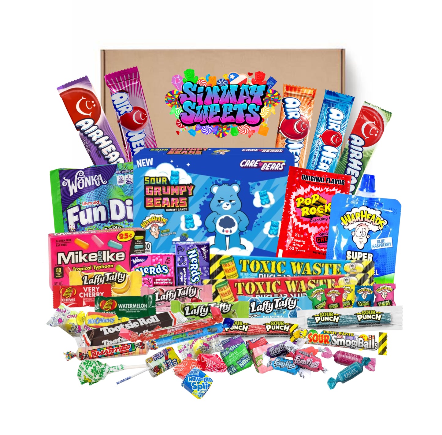 50 piece American Sweet Gift Box With Warheads Sour Bears Theatre Box