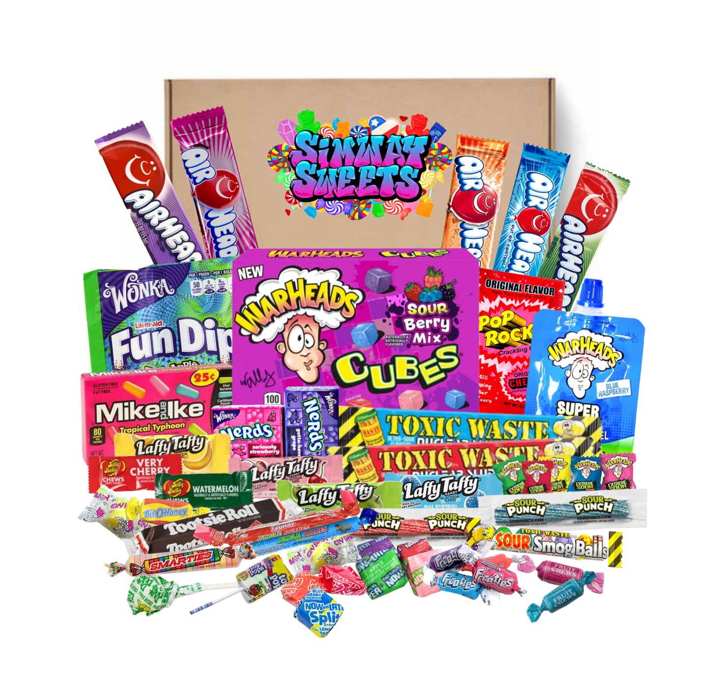 50 piece American Sweet Gift Box With Warheads Sour Berry Cubes Theatre Box