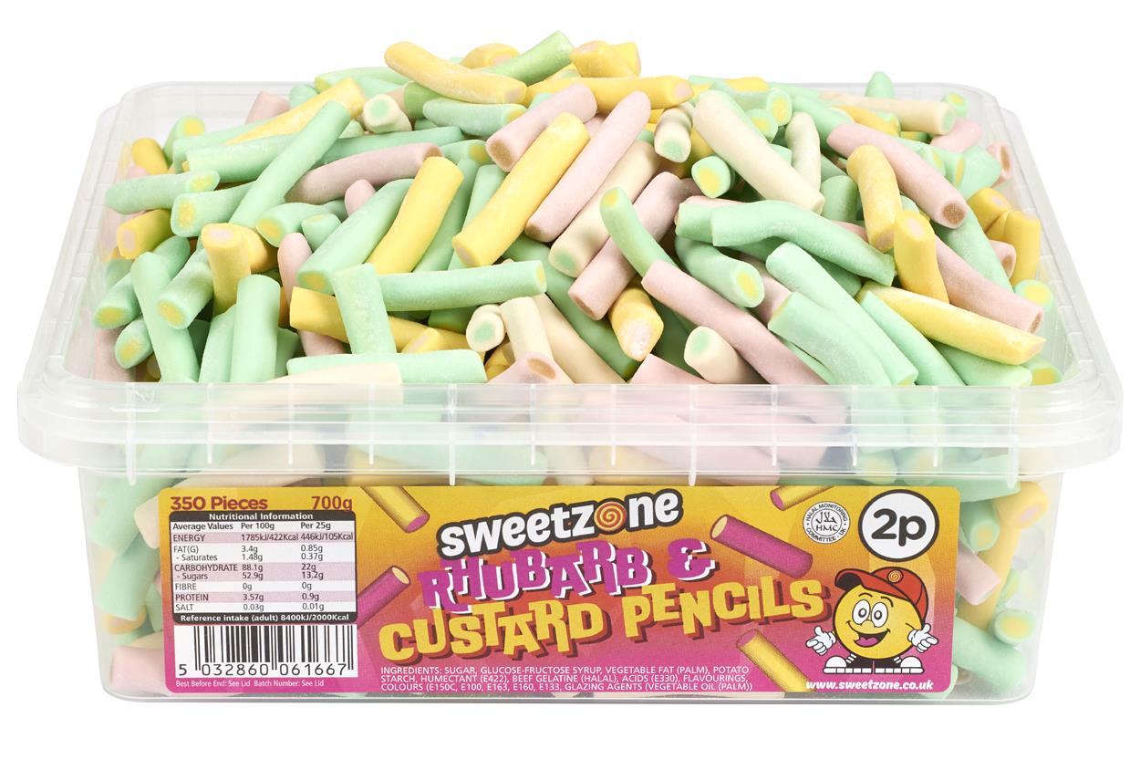 Rhubarb & Custard Pencils 700g Tub