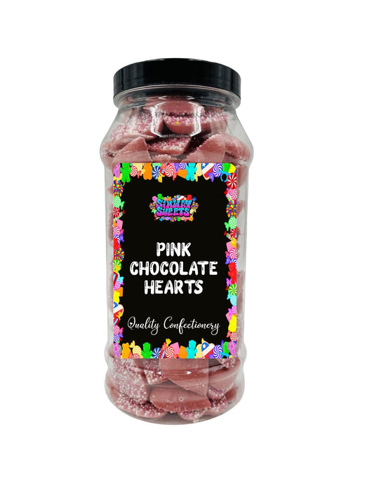 Pink Chocolate Hearts Jazzies Retro Sweets Gift Jar - 650g