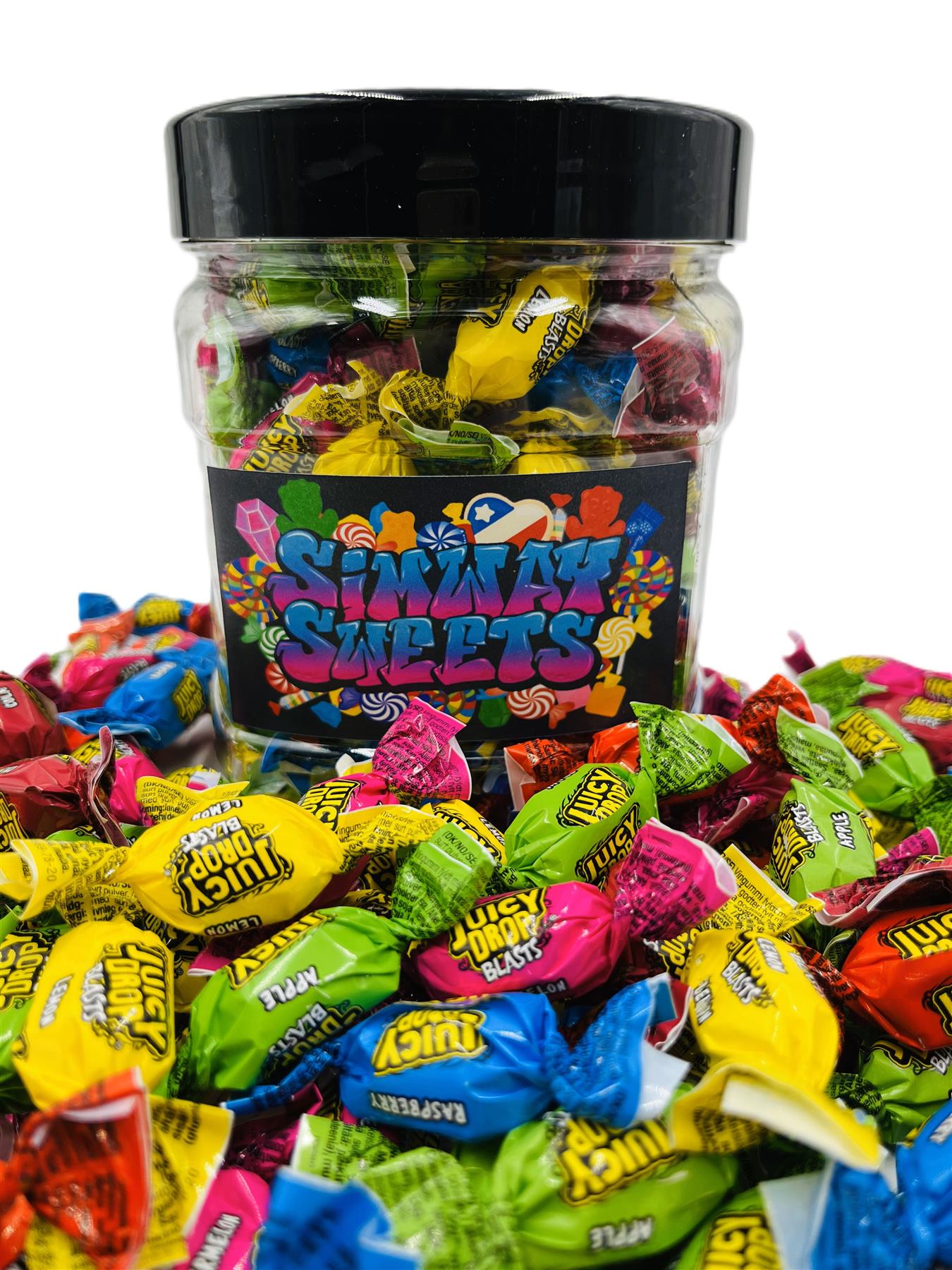 Simway Sweets Jar 540g - Juicy Drop Blasts - Individually Wrapped Sweets - Approximately 114 Pieces