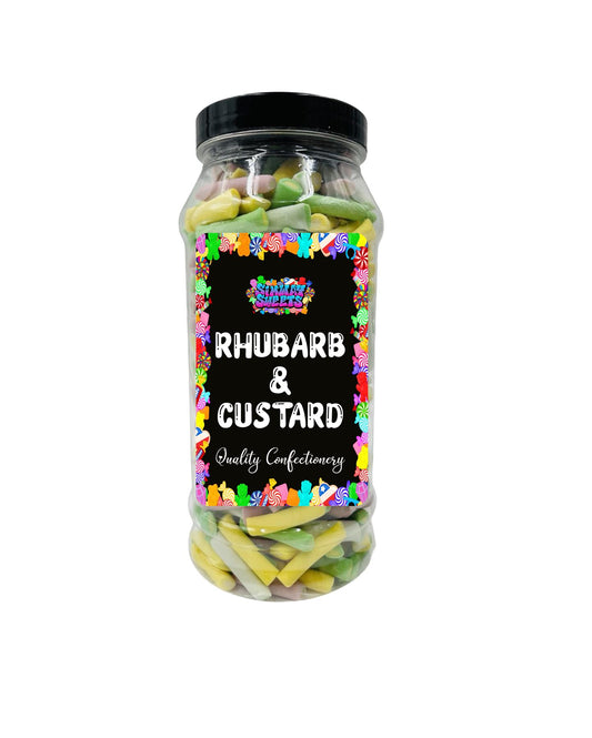 Rhubarb & Custard Tubes Gummy Retro Sweets Gift Jar - 570g