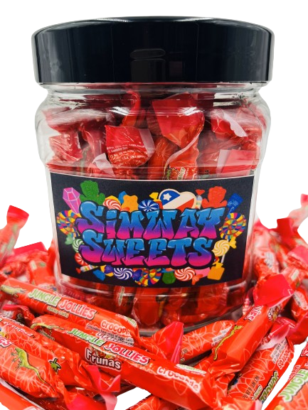 Simway Sweets Jar 530g - Jungle Jollies Strawberry Flavour - Individually Wrapped American Sweets - Approximately 48 Pieces