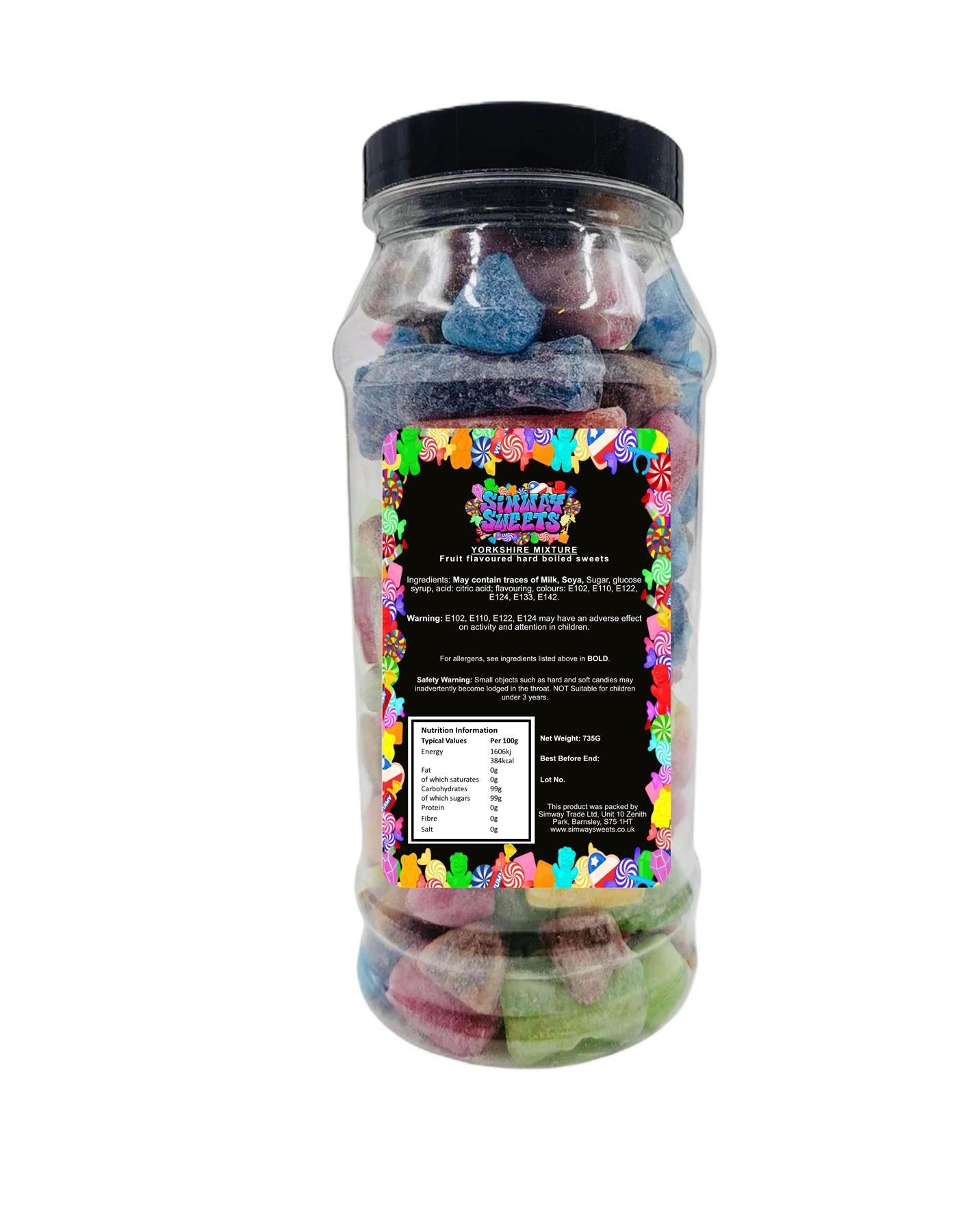 Yorkshire Mixture Hard Boiled Retro Sweets Gift Jar - 735g