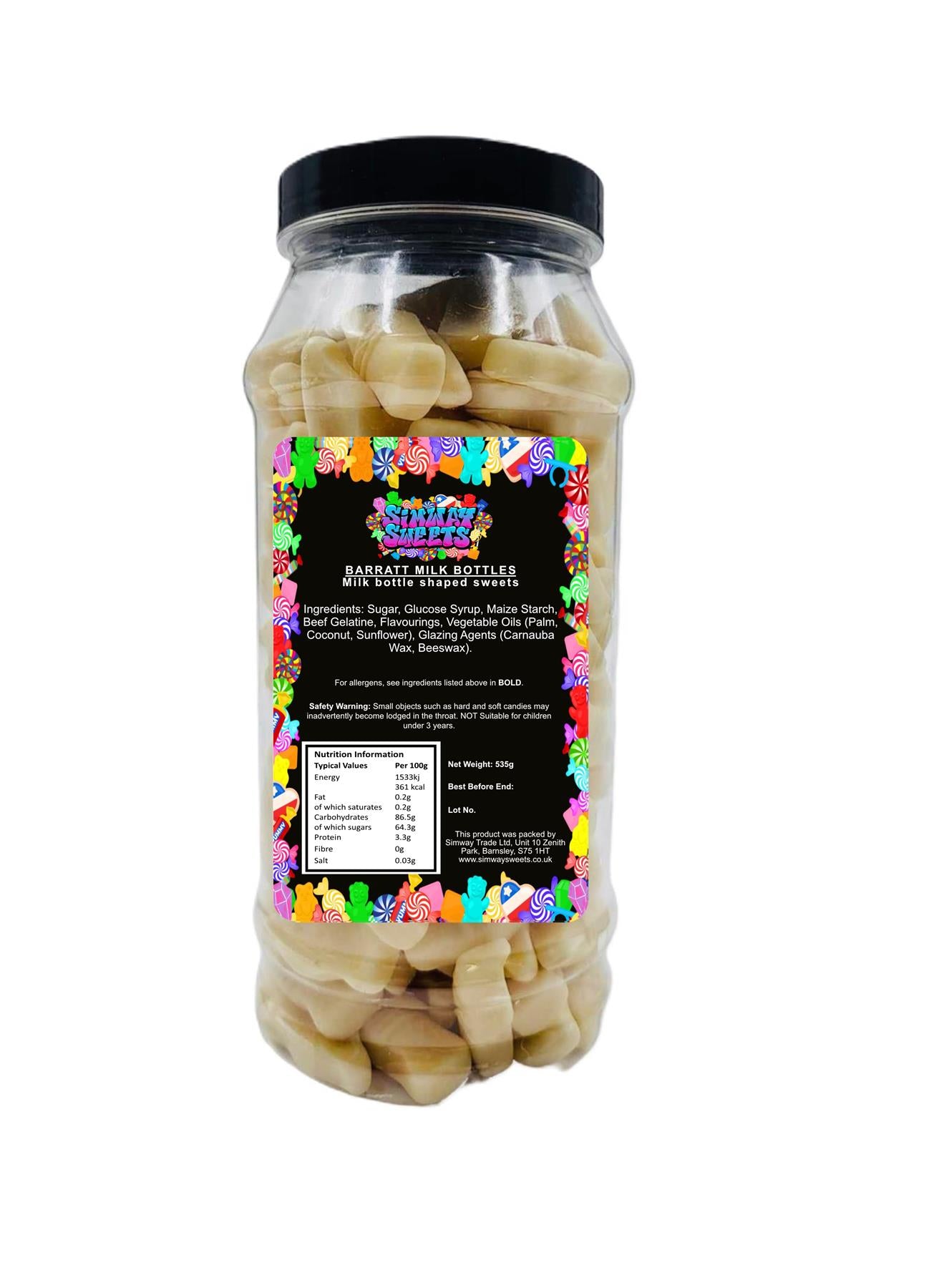 Milk Bottles (Non Dusted) Retro Sweets Gift Jar - 535g