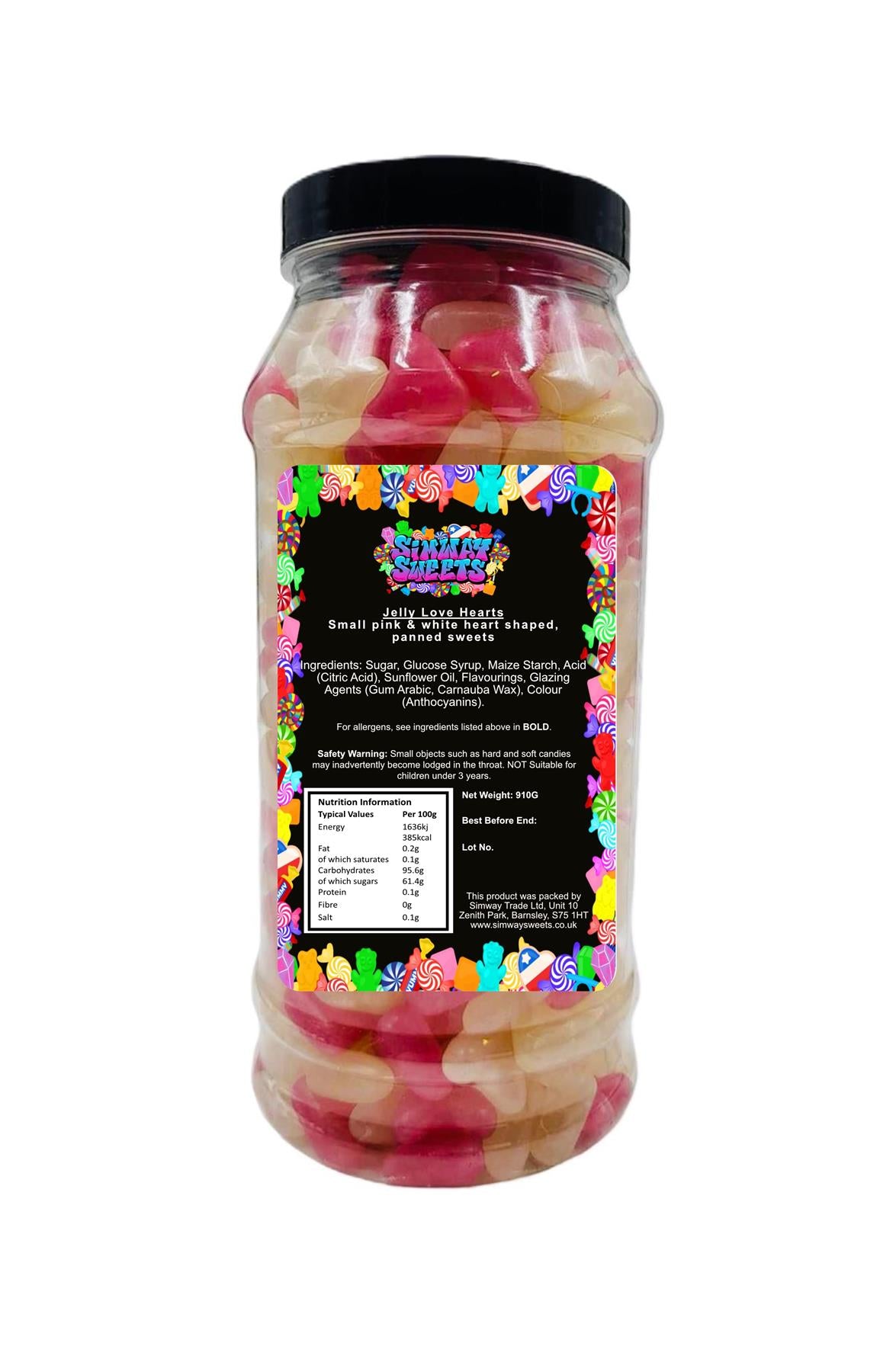 Jelly Bean Hearts Gummy Retro Sweets Gift Jar - 910g