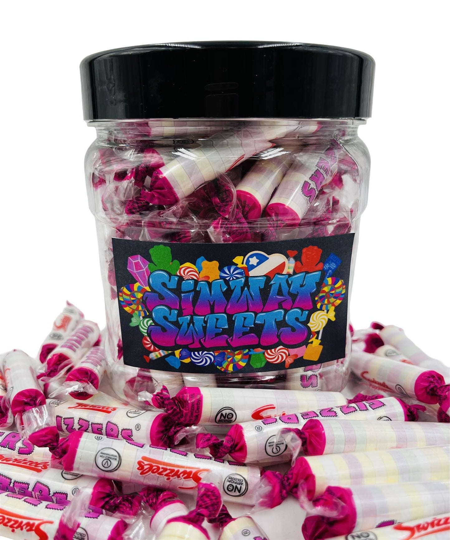 Simway Sweets Jar 580g - Swizzels Fizzers - Individually Wrapped Sweets - Approximately 65 Pieces