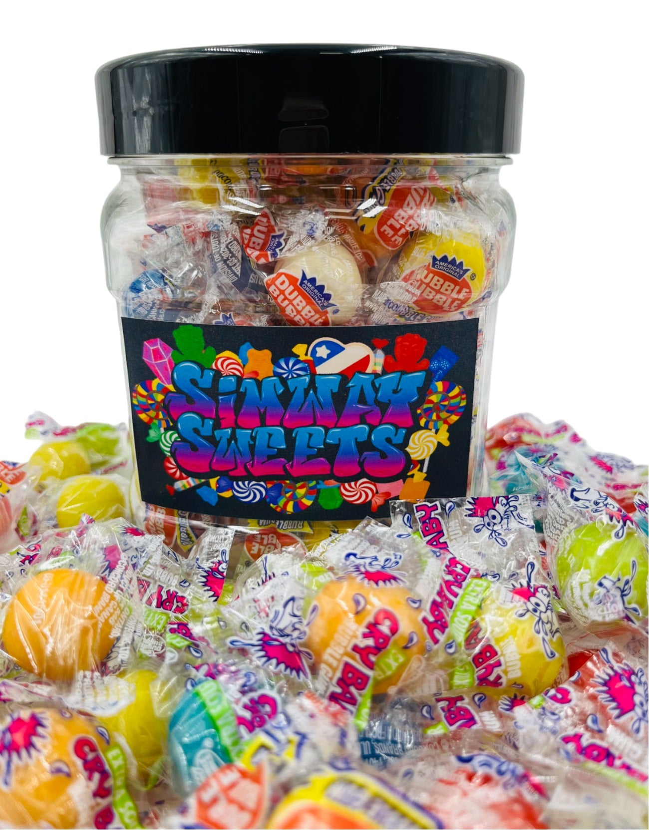 Simway Sweets Jar 400g - Cry Baby Bubblegum - Individually Wrapped American Sweets - Approximately 70 Pieces