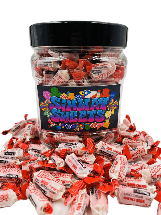 Simway Sweets Jar 680g - Tootsie Frooties Sour Cherry Flavour - Individually Wrapped American Sweets - Approximately 180 Pieces