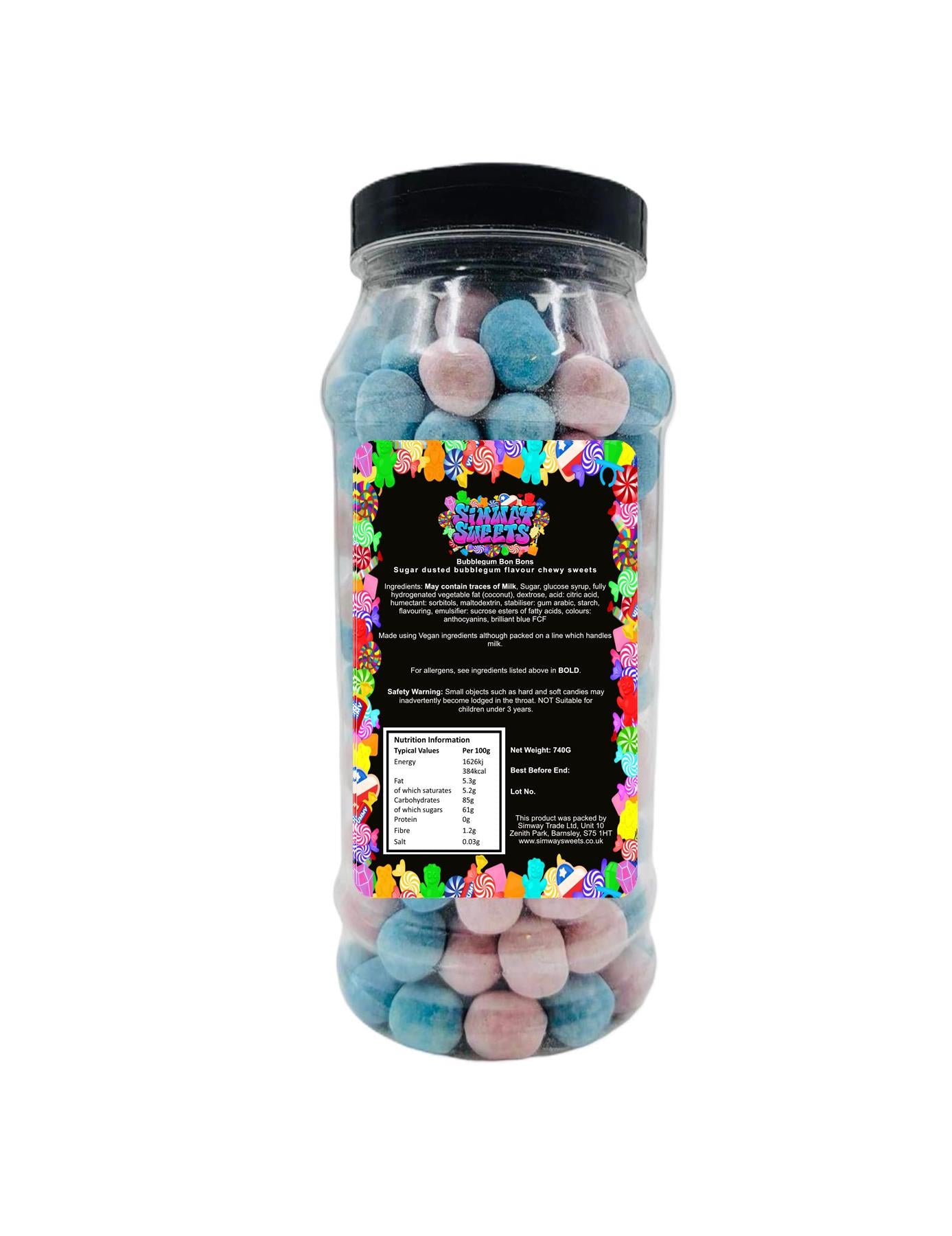 Bubblegum Flavour BonBons Retro Sweets Bon Bons Gift Jar - 740g