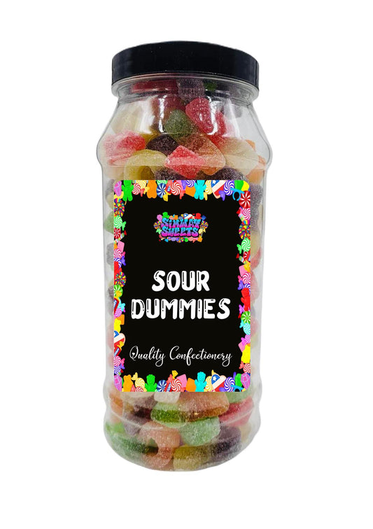 Fizzy Sour Dummies Sweets Gummy Jelly Retro Sweets Gift Jar - 555g