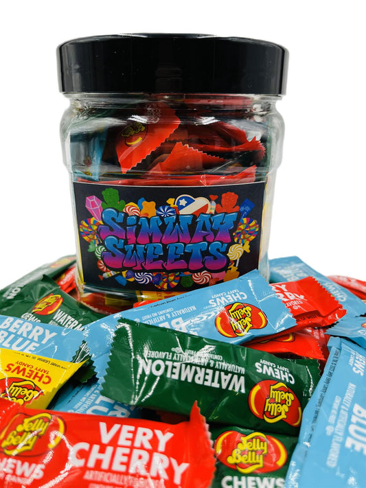 Simway Sweets Jar 590g - Jelly Belly Taffy Chews - Individually Wrapped American Sweets - Approximately 62 Pieces