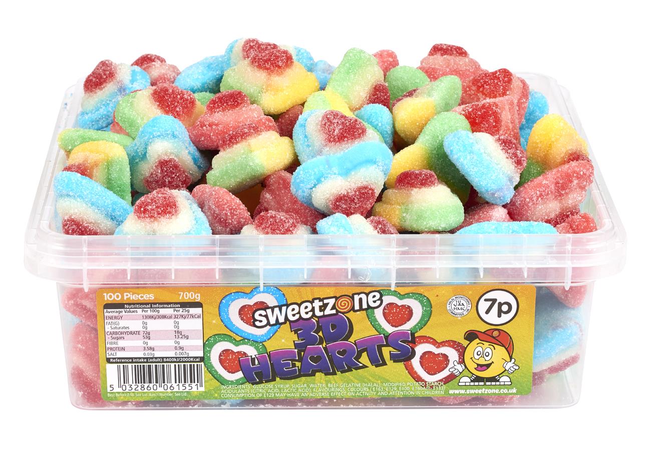 Fizzy 3D Hearts 700g Tub