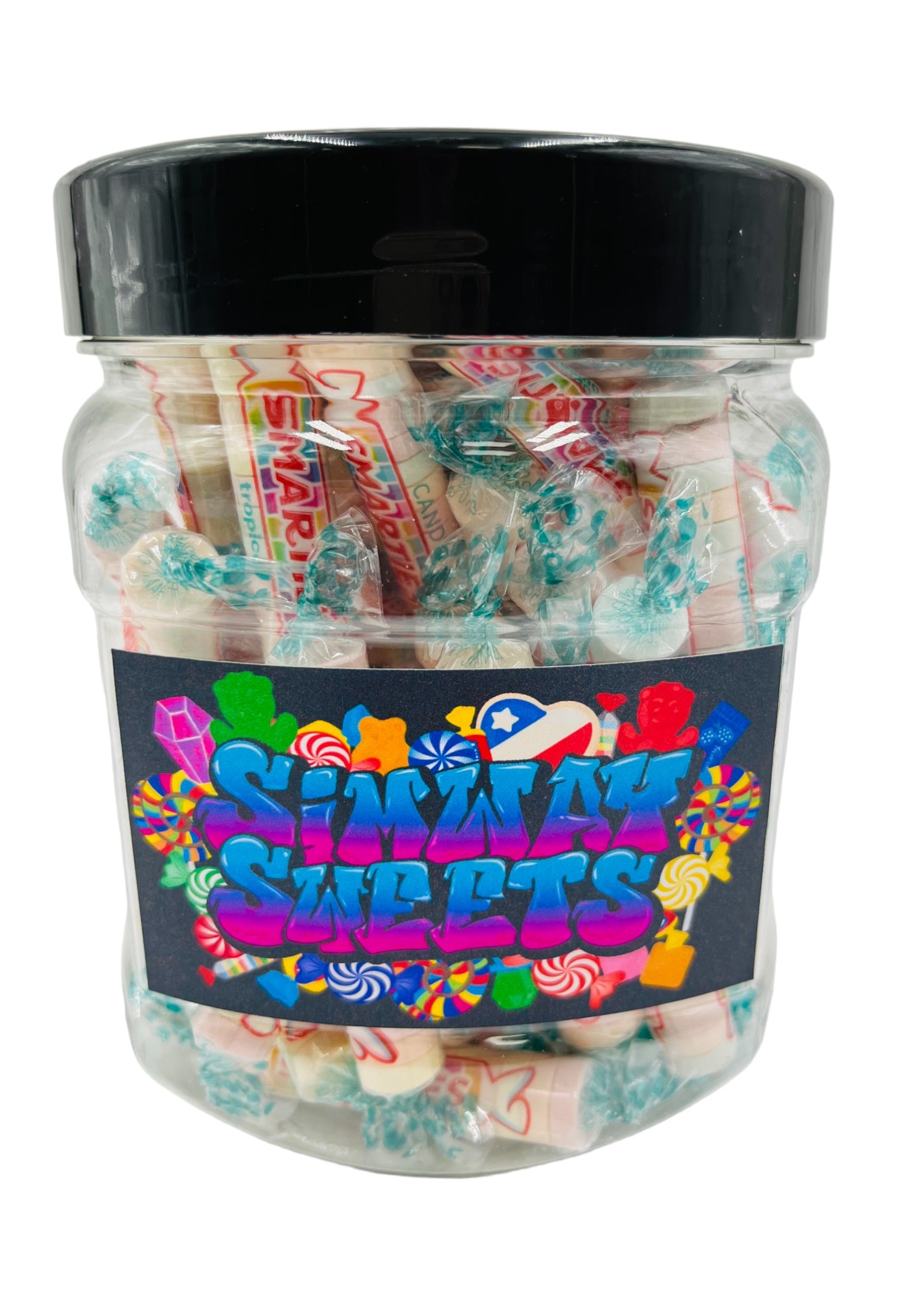 Simway Sweets Jar 555g - Smarties Tropical Rolls - Individually Wrapped American Sweets - Approximately 64 Pieces