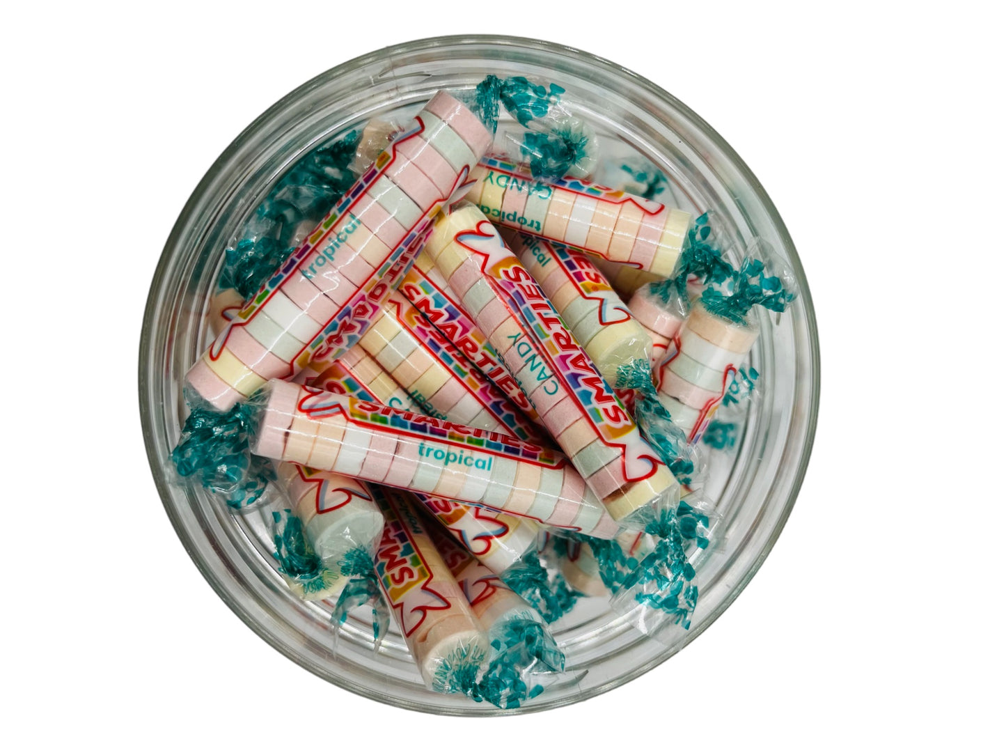 Simway Sweets Jar 555g - Smarties Tropical Rolls - Individually Wrapped American Sweets - Approximately 64 Pieces